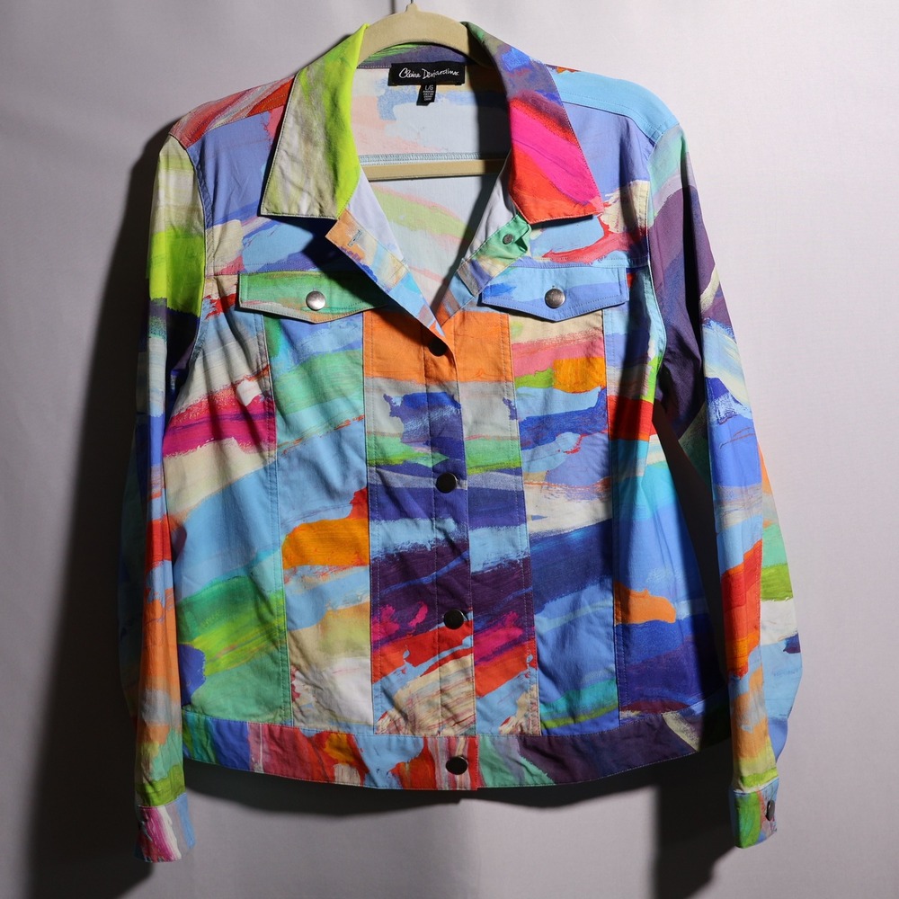 Claire Desjardins Abstract Art Print Button‎ Up Jacket Womens Large Multicolor L